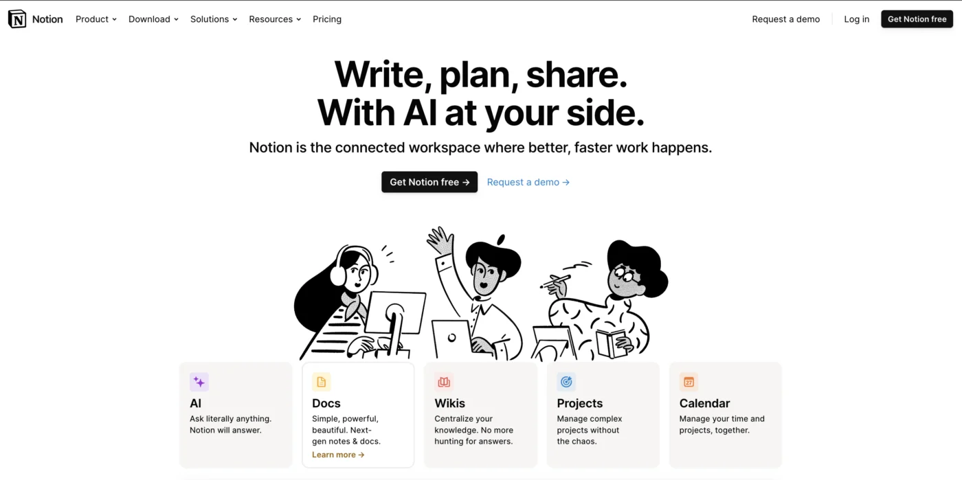 نماهای مختلف Notion